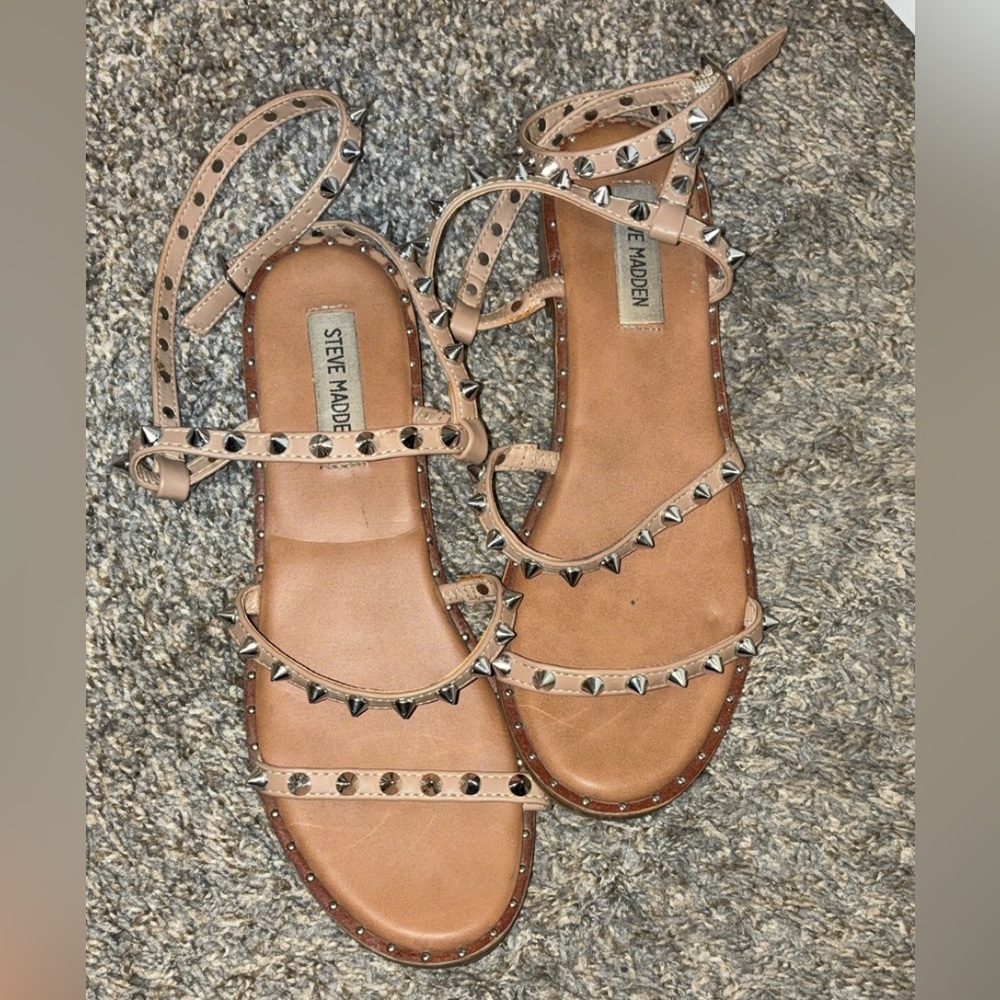 Steve Madden Beige Studded Sandals
